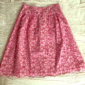Lilly Pulitzer pink floral lace skirt 0
